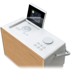 Pure - Evoke Play - Cotton White Cherry Wood Grill - Portable DAB+ Radio with Bluetooth - High Quality Digital Radio - Avvenice