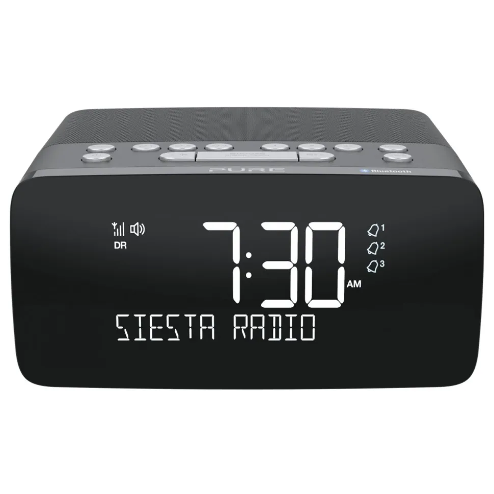 Pure - Siesta Charge - Graphite - Alarm Clock Radio Premium - DAB+/FM/Bluetooth - Wireless Charger - High Quality Digital Radio - Avvenice