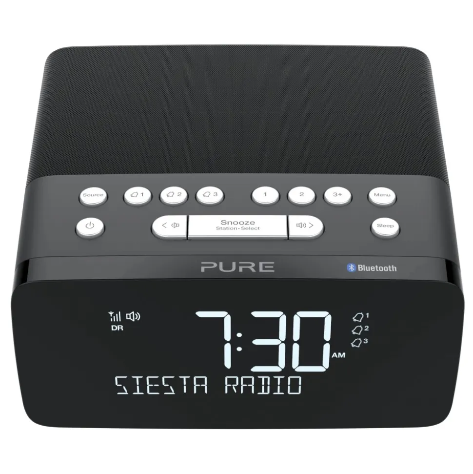 Pure - Siesta Charge - Graphite - Alarm Clock Radio Premium - DAB+/FM/Bluetooth - Wireless Charger - High Quality Digital Radio - Avvenice
