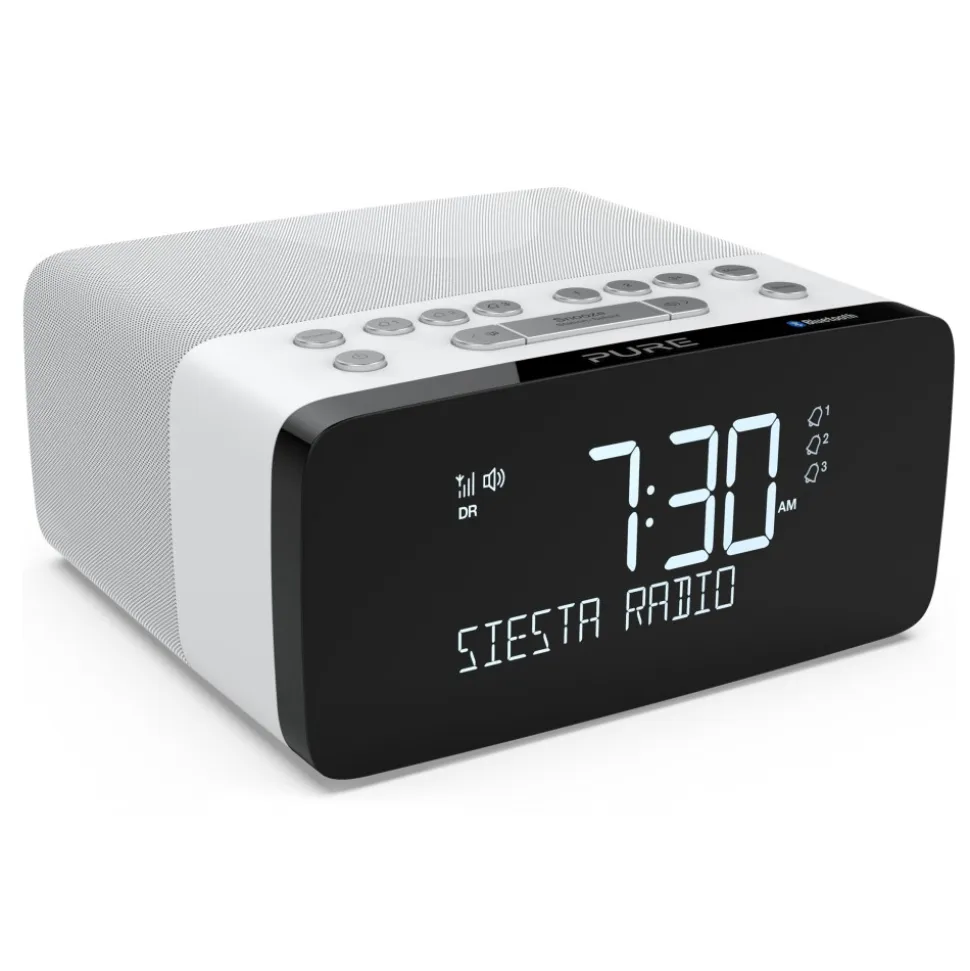 Pure - Siesta Charge - Polar - Alarm Clock Radio Premium - DAB+/FM/Bluetooth - Wireless Charger - High Quality Digital Radio - Avvenice