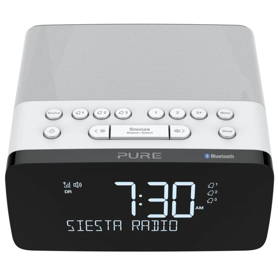 Pure - Siesta Charge - Polar - Alarm Clock Radio Premium - DAB+/FM/Bluetooth - Wireless Charger - High Quality Digital Radio - Avvenice