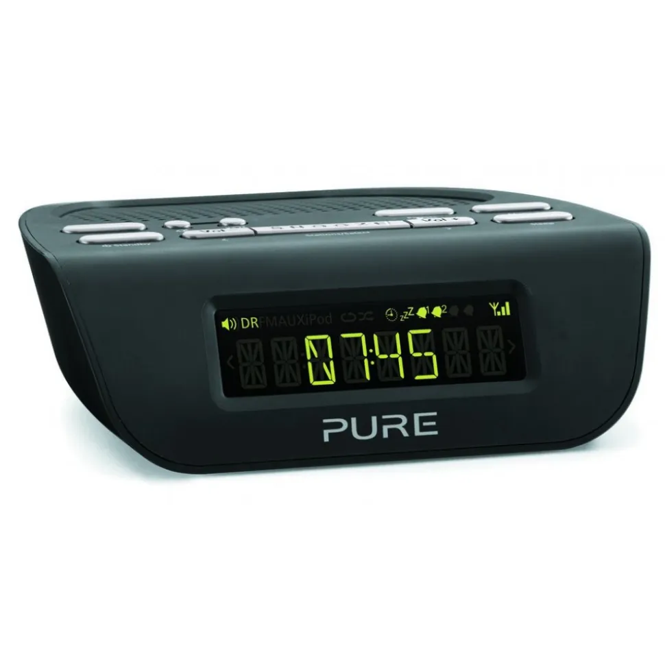 Pure - Siesta Mi Series 2 - Black - Bedside DAB and FM Digital Radio - High Quality Digital Radio - Avvenice
