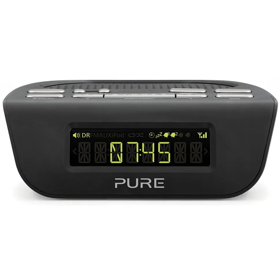 Pure - Siesta Mi Series 2 - Black - Bedside DAB and FM Digital Radio - High Quality Digital Radio - Avvenice