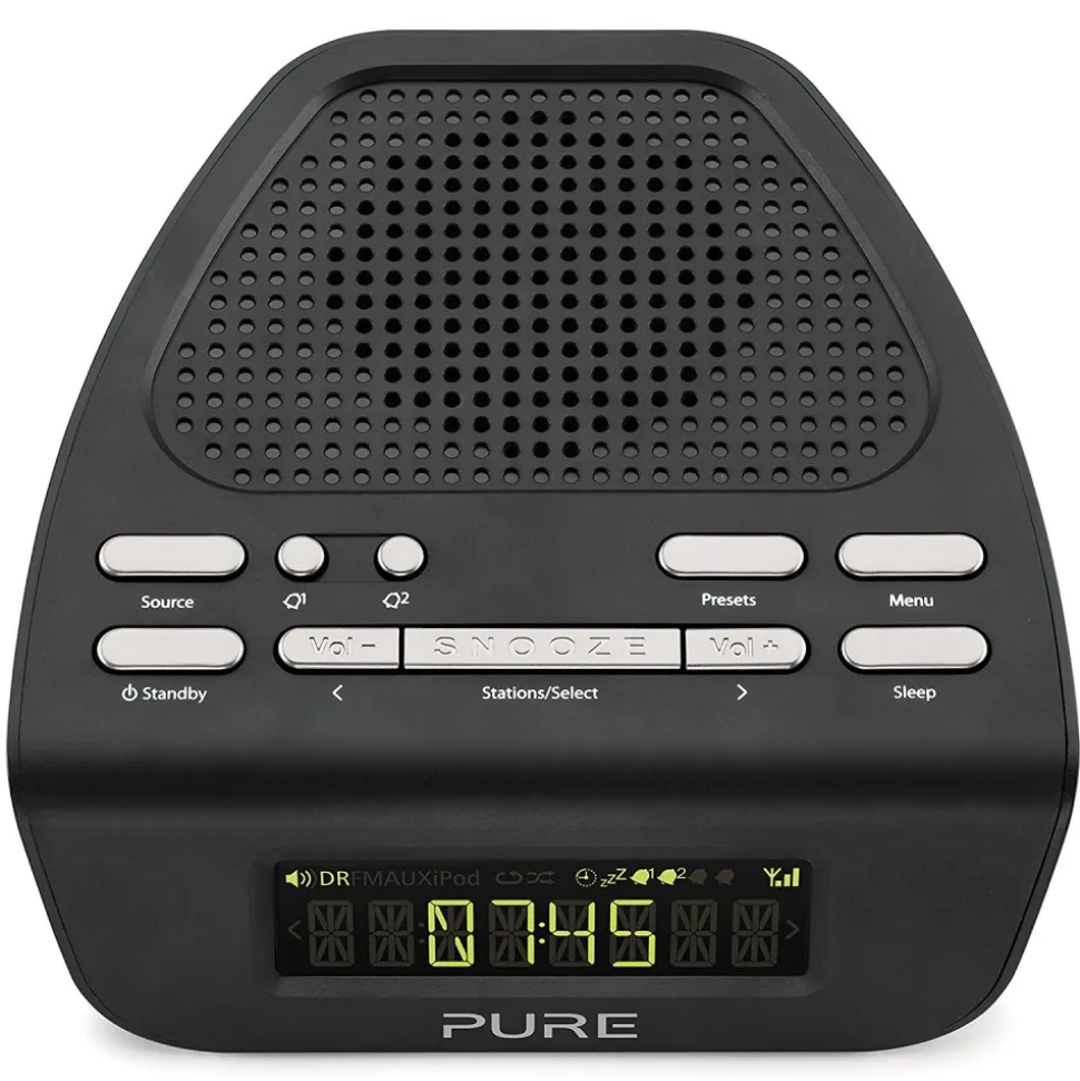 Pure - Siesta Mi Series 2 - Black - Bedside DAB and FM Digital Radio - High Quality Digital Radio - Avvenice