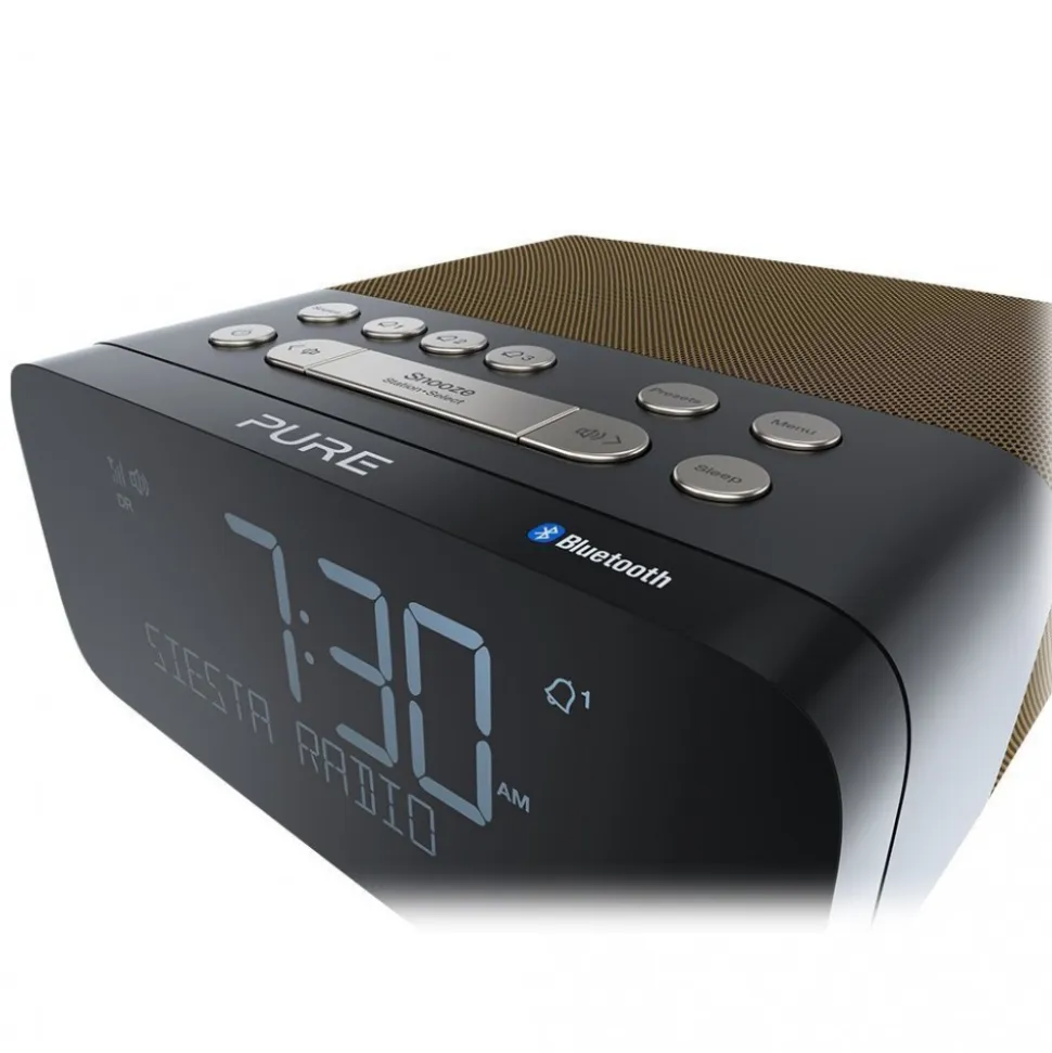 Pure - Siesta Rise S - Gold - Bedside DAB+/FM Alarm Clock Radio with Bluetooth - High Quality Digital Radio - Avvenice