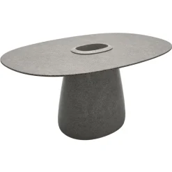 Qeeboo - Cobble Table 160 cm Stoneware Bucket - Grey Mix - Qeeboo Table by Elisa Giovannoni - Furnishing - Home - Avvenice