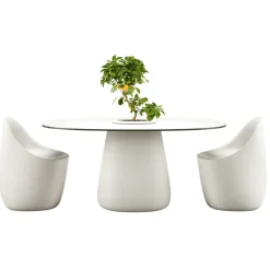 Qeeboo - Cobble Table 160 HPL Bucket - Warm White Black Stratified - Qeeboo Table by Elisa Giovannoni - Furnishing - Home - Avvenice