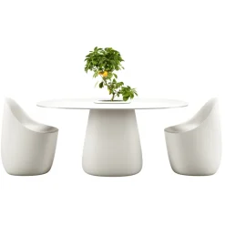 Qeeboo - Cobble Table 160 HPL Bucket - White Warm - Qeeboo Table by Elisa Giovannoni - Furnishing - Home - Avvenice