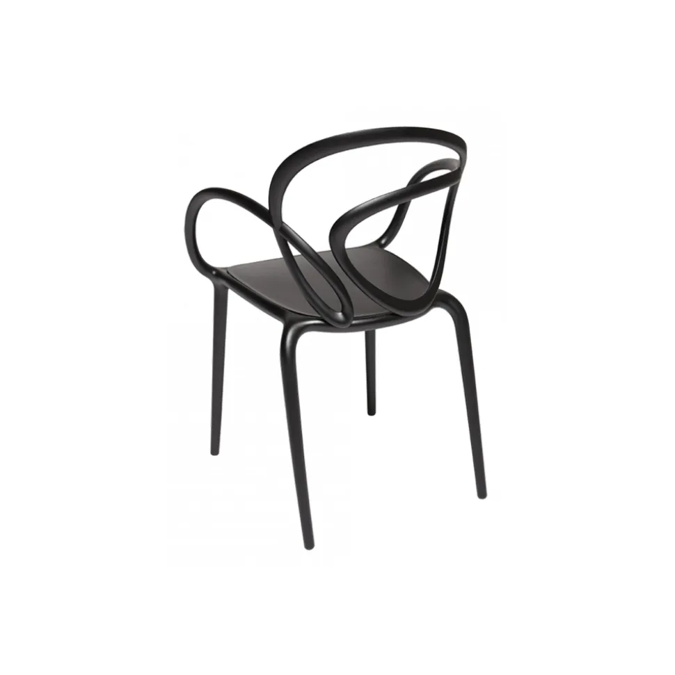 Qeeboo - Loop Chair Without Cushion Set of 2 Pieces - Black - Qeeboo Chair by Front - Furnishing - Home - Avvenice
