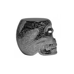 Qeeboo - Mexico Stool and Sidetable Metal Finish - Titanium - Qeeboo Table by Studio Job - Furniture - Home - Avvenice