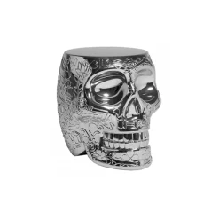 Qeeboo - Mexico Stool and Sidetable Metal Finish - Silver - Qeeboo Table by Studio Job - Furniture - Home - Avvenice