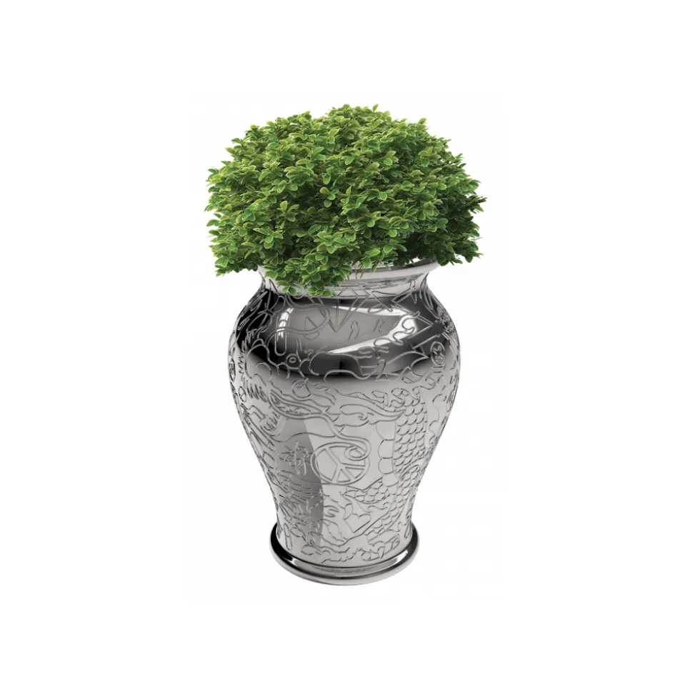 Qeeboo - Ming Planter and Champagne Cooler Metal Finish - Silver - Qeeboo Planter by Studio Job - Furnishing - Home - Avvenice