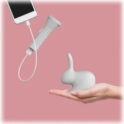 Qeeboo - Rabbit - Grey - High Capacity Portable Power Bank USB Charger - qeeboo Mini - Portable Batteries - 2600 mAh - Avvenice