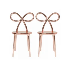 Qeeboo - Ribbon Chair Metal Finish Set of 2 Pieces - Pink Gold - Qeeboo Chair by Nika Zupanc - Furnishing - Home - Avvenice
