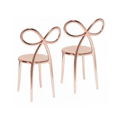 Qeeboo - Ribbon Chair Metal Finish Set of 2 Pieces - Pink Gold - Qeeboo Chair by Nika Zupanc - Furnishing - Home - Avvenice