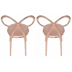 Qeeboo - Ribbon Chair Metal Finish Set of 2 Pieces - Pink Gold - Qeeboo Chair by Nika Zupanc - Furnishing - Home - Avvenice