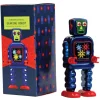 Saint John - Gearing Robot - Collectible Retro Wind Up Tin Toy - Red and Blue - Tin Toys - Avvenice