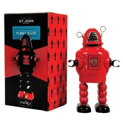 Saint John - Planet Robot - Collectible Retro Wind Up Tin Toy - Red - Tin Toys - Avvenice