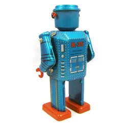 Saint John - R-35 Robot - Collectible Retro Wind Up Tin Toy - Metallic Blue- Tin Toys - Avvenice