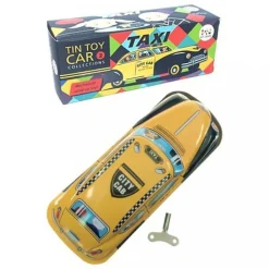 Saint John - Taxi Car - Collectible Retro Wind Up Tin Toy - Yellow Black - Tin Toys - Avvenice
