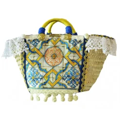 SicuLAB - Coffa Ceramic - Sicilian Artisan Handbag - Sicilian Coffa - Luxury High Quality Handicraft Bag - Avvenice