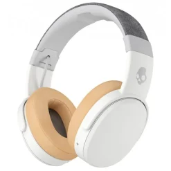 Skullcandy - Crusher - White / Tan - Bluetooth Wireless Over-Ear Headphones with Microphone - Noise Isolating Memory Foam - Avvenice