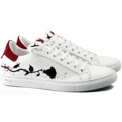 Snob Sneakers - Black Rose By Samantha - Sneakers - White Leather - Handmade in Italy - Luxury Exclusive Collection - Avvenice