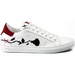 Snob Sneakers - Black Rose By Samantha - Sneakers - White Leather - Handmade in Italy - Luxury Exclusive Collection - Avvenice