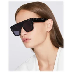 Stella McCartney - Glossy Black Cat-Eye Sunglasses with Logo - Black Gold - Sunglasses - Stella McCartney Eyewear - Avvenice