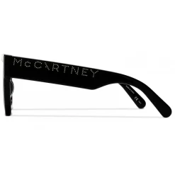 Stella McCartney - Glossy Black Cat-Eye Sunglasses with Logo - Black Gold - Sunglasses - Stella McCartney Eyewear - Avvenice