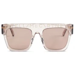 Stella McCartney - Havana Square Sunglasses with Logo - Beige Icy - Sunglasses - Stella McCartney Eyewear - Avvenice