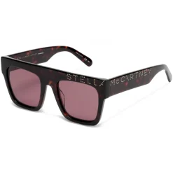 Stella McCartney - Havana Square Sunglasses with Logo - Havana - Sunglasses - Stella McCartney Eyewear - Avvenice