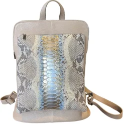 Suèi - Backpack in Python and Calf Leather - Rose Pale - Handmade in Italy - Luxury Exclusive Collection - Avvenice