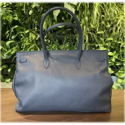 Suèi - Bag of Calf Leather - Blue Navy - Handmade in Italy - Luxury Exclusive Collection - Avvenice