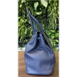 Suèi - Bag of Calf Leather - Blue Navy - Handmade in Italy - Luxury Exclusive Collection - Avvenice