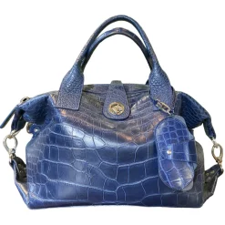 Suèi - Bag of Crocodile Leather - Blue - Handmade in Italy - Luxury Exclusive Collection - Avvenice