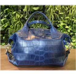 Suèi - Bag of Crocodile Leather - Blue - Handmade in Italy - Luxury Exclusive Collection - Avvenice