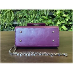 Suèi - Bag of Medium Size of Python & Calf Leather - Plum - Handmade in Italy - Luxury Exclusive Collection - Avvenice