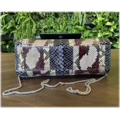 Suèi - Bag of Medium Size of Python & Crocodile Leather - Black - Handmade in Italy - Luxury Exclusive Collection - Avvenice