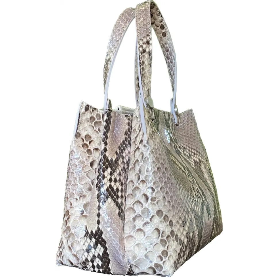 Suèi - Bag of Medium Size of Python Leather - Rose - Handmade in Italy - Luxury Exclusive Collection - Avvenice