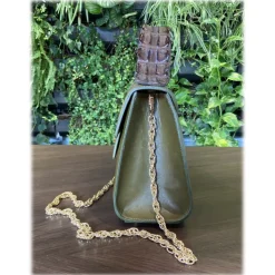 Suèi - Bag of Medium Size of Python, Lizard & Crocodile Leather - Green Water - Handmade in Italy - Luxury Exclusive Collection - Avvenice
