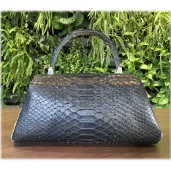 Suèi - Bag of Medium Size of Python Leather - Black & Beige - Handmade in Italy - Luxury Exclusive Collection - Avvenice