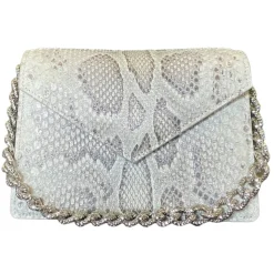 Suèi - Bag of Medium Size of Python Leather - Grey - Handmade in Italy - Luxury Exclusive Collection - Avvenice