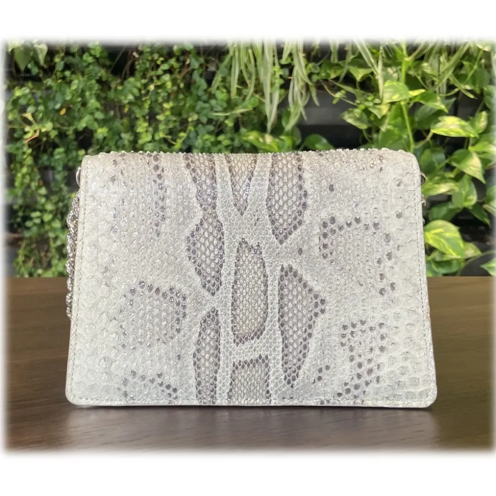 Suèi - Bag of Medium Size of Python Leather - Grey - Handmade in Italy - Luxury Exclusive Collection - Avvenice