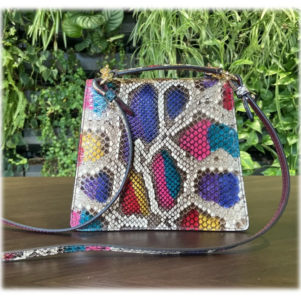 Suèi - Bag of Medium Size of Python Leather - Burgun - Handmade in Italy - Luxury Exclusive Collection - Avvenice