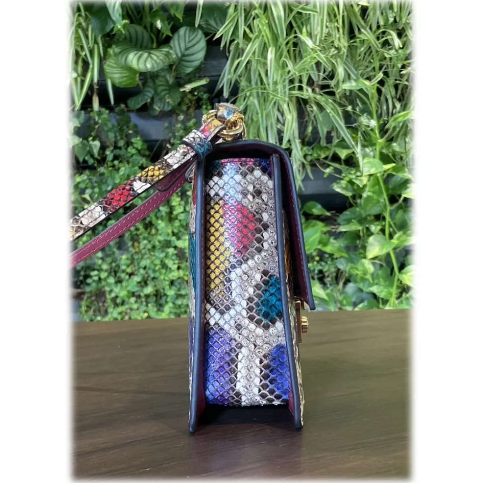 Suèi - Bag of Medium Size of Python Leather - Burgun - Handmade in Italy - Luxury Exclusive Collection - Avvenice