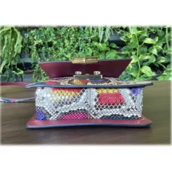 Suèi - Bag of Medium Size of Python Leather - Burgun - Handmade in Italy - Luxury Exclusive Collection - Avvenice