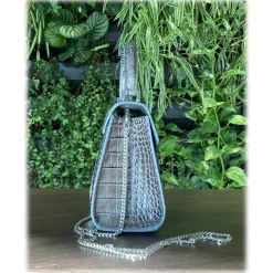 Suèi - Bag of Mini Size of Printed Crocodile Leather - Black - Handmade in Italy - Luxury Exclusive Collection - Avvenice