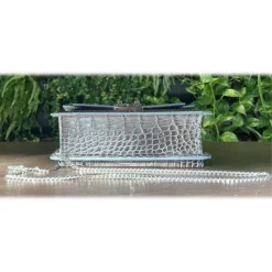 Suèi - Bag of Mini Size of Printed Crocodile Leather - Black - Handmade in Italy - Luxury Exclusive Collection - Avvenice