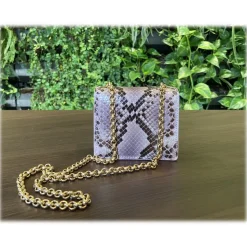 Suèi - Bag of Mini Size of Python Leather - Rose - Handmade in Italy - Luxury Exclusive Collection - Avvenice